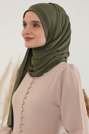 Shawl for Women Cotton Modesty Instant Turban Cap Hat Head Wrap Ready to Wear Side Pleated Scarf,PS-17 Army Green