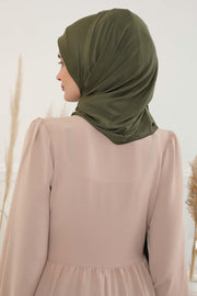 Shawl for Women Cotton Modesty Instant Turban Cap Hat Head Wrap Ready to Wear Side Pleated Scarf,PS-17 Army Green
