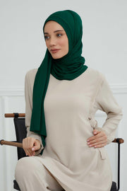 Shawl for Women Cotton Modesty Instant Turban Cap Hat Head Wrap Ready to Wear Side Pleated Scarf,PS-17 Green