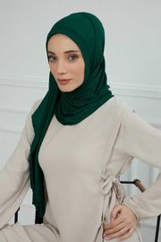Shawl for Women Cotton Modesty Instant Turban Cap Hat Head Wrap Ready to Wear Side Pleated Scarf,PS-17 Green