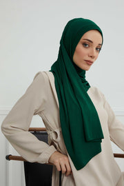 Shawl for Women Cotton Modesty Instant Turban Cap Hat Head Wrap Ready to Wear Side Pleated Scarf,PS-17 Green