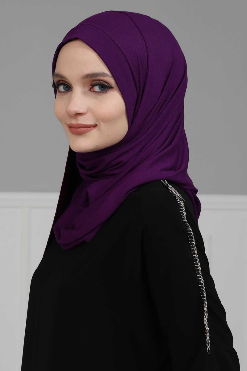 Shawl for Women Cotton Modesty Instant Turban Cap Hat Head Wrap Ready to Wear Side Pleated Scarf,PS-17 Yellow