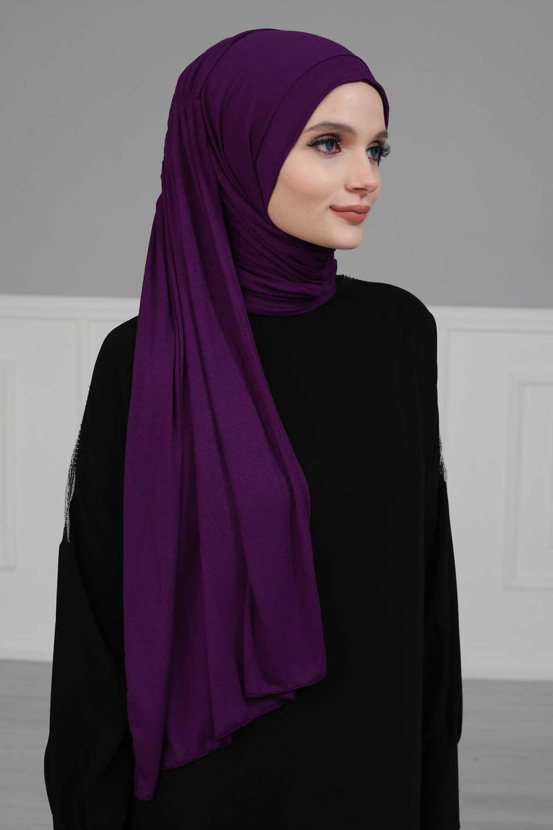 Shawl for Women Cotton Modesty Instant Turban Cap Hat Head Wrap Ready to Wear Side Pleated Scarf,PS-17 Yellow