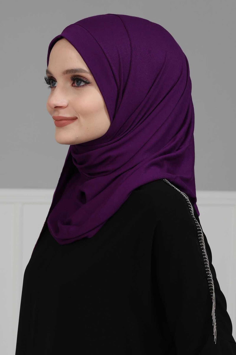 Shawl for Women Cotton Modesty Instant Turban Cap Hat Head Wrap Ready to Wear Side Pleated Scarf,PS-17 Yellow