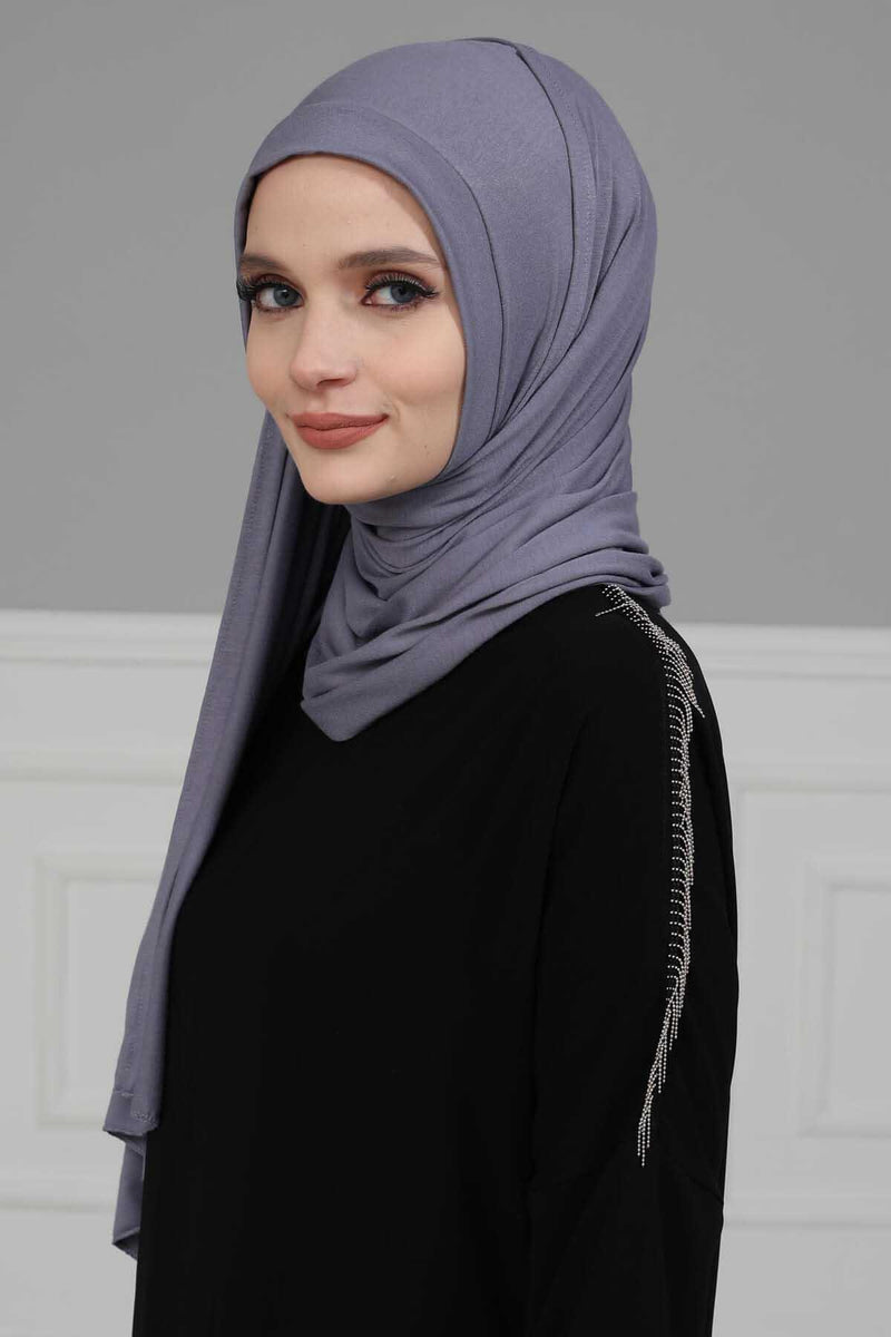 Shawl for Women Cotton Modesty Instant Turban Cap Hat Head Wrap Ready to Wear Side Pleated Scarf,PS-17 Yellow