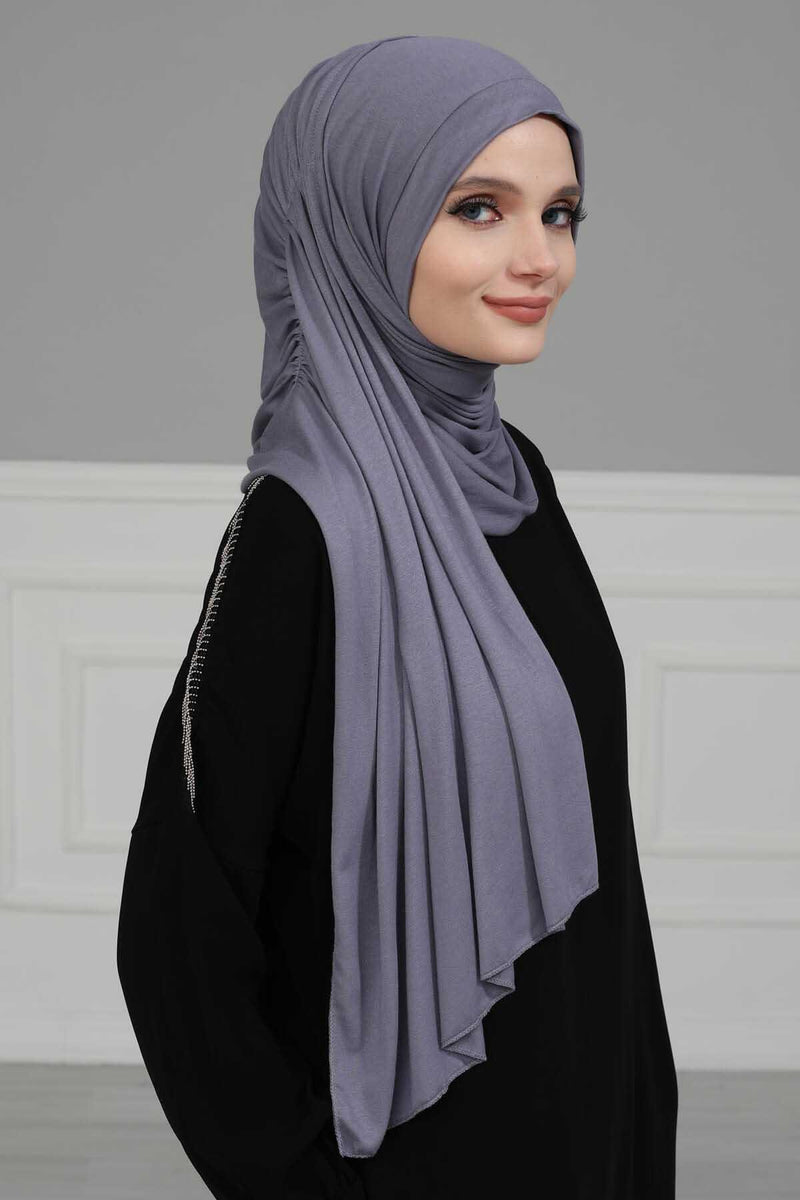 Shawl for Women Cotton Modesty Instant Turban Cap Hat Head Wrap Ready to Wear Side Pleated Scarf,PS-17 Yellow