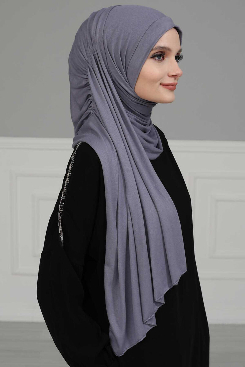 Shawl for Women Cotton Modesty Instant Turban Cap Hat Head Wrap Ready to Wear Side Pleated Scarf,PS-17 Yellow