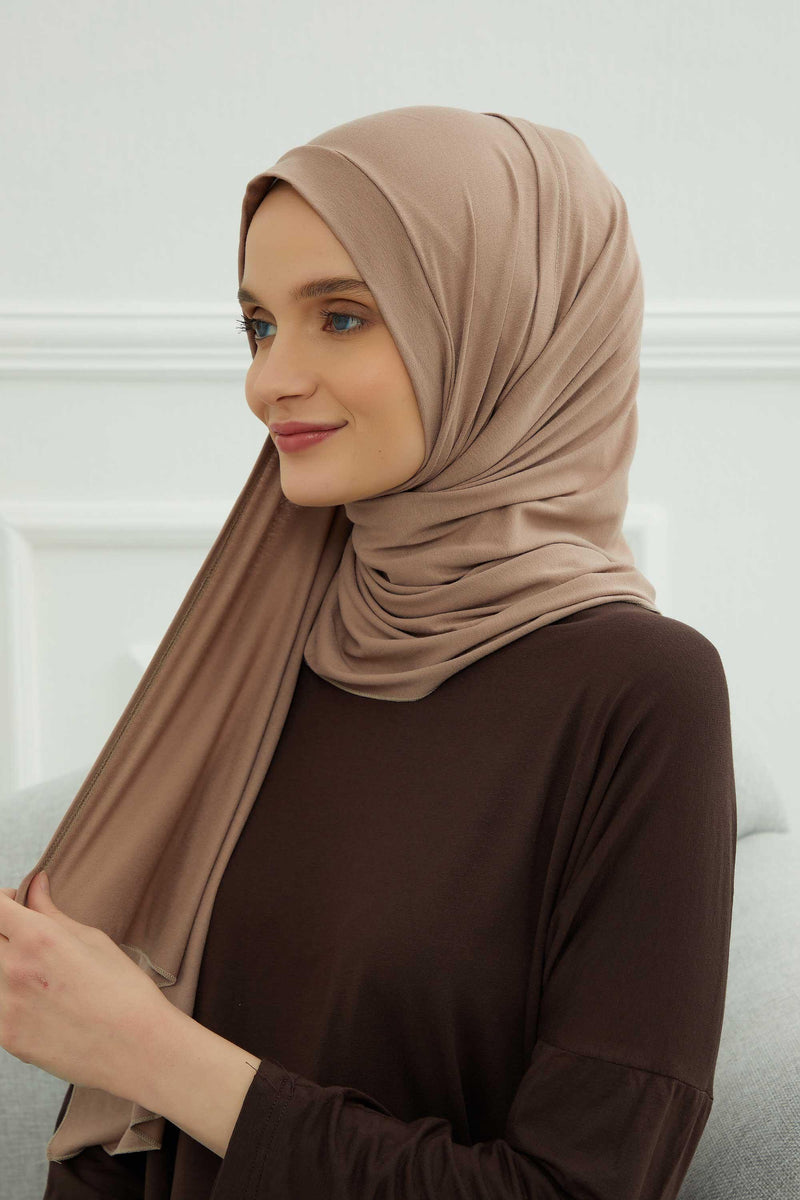 Shawl for Women Cotton Modesty Instant Turban Cap Hat Head Wrap Ready to Wear Side Pleated Scarf,PS-17 Mink