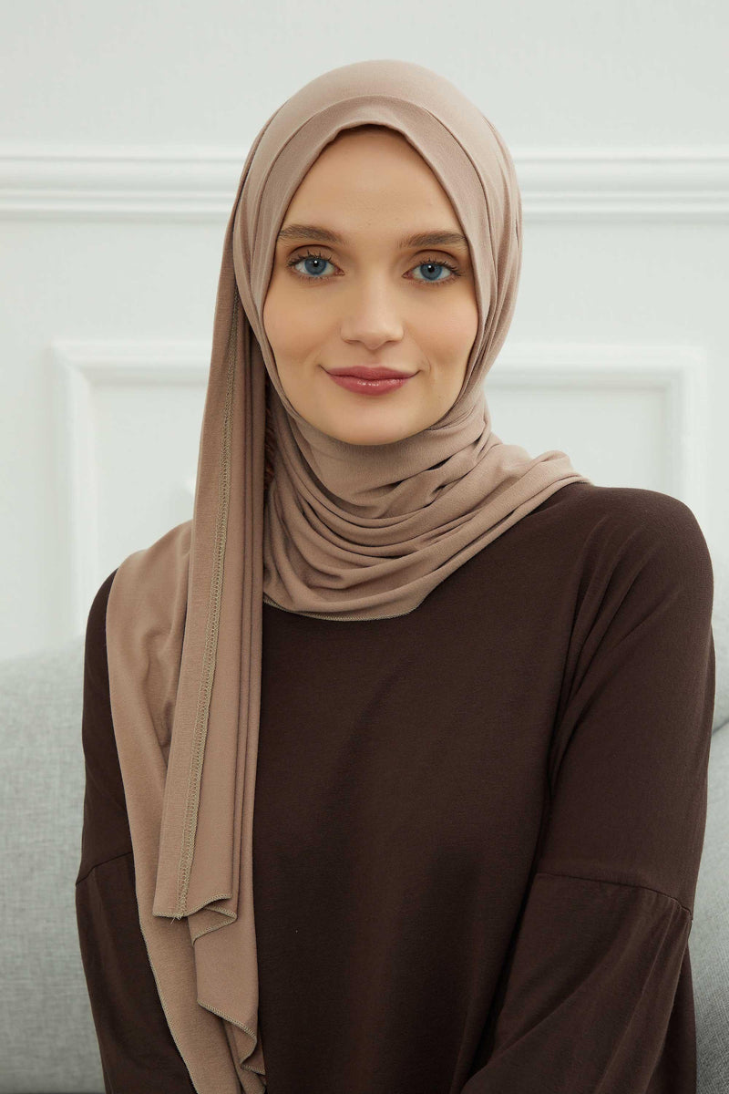 Shawl for Women Cotton Modesty Instant Turban Cap Hat Head Wrap Ready to Wear Side Pleated Scarf,PS-17 Mink