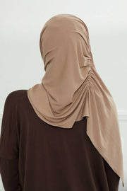 Shawl for Women Cotton Modesty Instant Turban Cap Hat Head Wrap Ready to Wear Side Pleated Scarf,PS-17 Mink