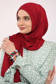 Shawl for Women Cotton Modesty Instant Turban Cap Hat Head Wrap Ready to Wear Side Pleated Scarf,PS-17 Maroon