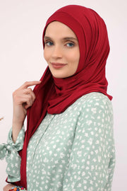 Shawl for Women Cotton Modesty Instant Turban Cap Hat Head Wrap Ready to Wear Side Pleated Scarf,PS-17 Maroon