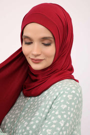 Shawl for Women Cotton Modesty Instant Turban Cap Hat Head Wrap Ready to Wear Side Pleated Scarf,PS-17 Maroon