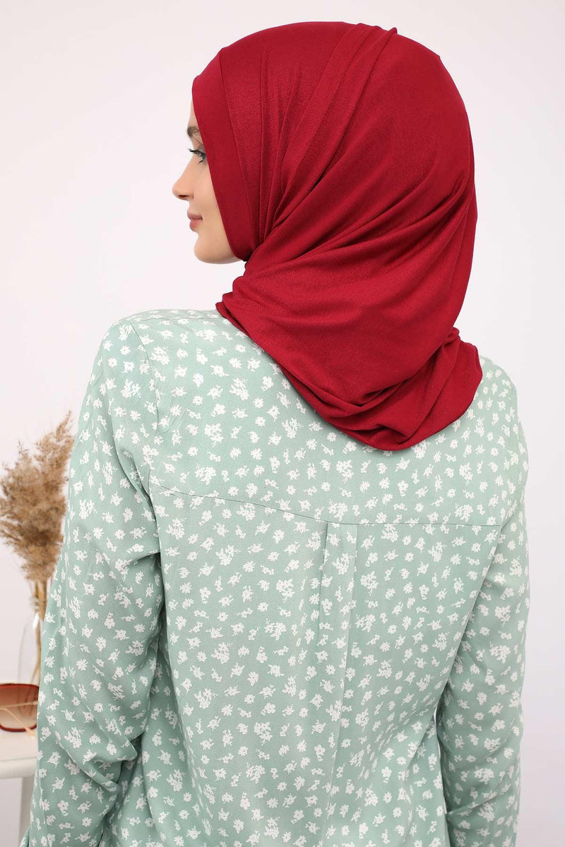 Shawl for Women Cotton Modesty Instant Turban Cap Hat Head Wrap Ready to Wear Side Pleated Scarf,PS-17 Maroon