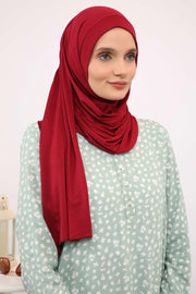 Shawl for Women Cotton Modesty Instant Turban Cap Hat Head Wrap Ready to Wear Side Pleated Scarf,PS-17 Maroon