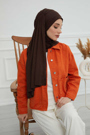 Shawl for Women Cotton Modesty Instant Turban Cap Hat Head Wrap Ready to Wear Side Pleated Scarf,PS-17 Brown