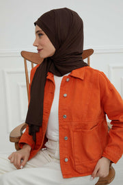 Shawl for Women Cotton Modesty Instant Turban Cap Hat Head Wrap Ready to Wear Side Pleated Scarf,PS-17 Brown
