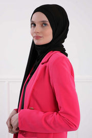 Shawl for Women Cotton Modesty Instant Turban Cap Hat Head Wrap Ready to Wear Side Pleated Scarf,PS-17 Black