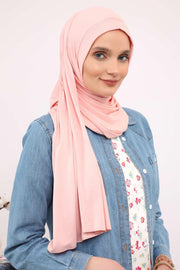 Shawl for Women Cotton Modesty Instant Turban Cap Hat Head Wrap Ready to Wear Side Pleated Scarf,PS-17 Powder