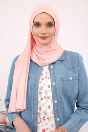 Shawl for Women Cotton Modesty Instant Turban Cap Hat Head Wrap Ready to Wear Side Pleated Scarf,PS-17 Powder