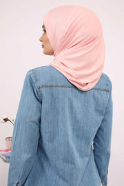 Shawl for Women Cotton Modesty Instant Turban Cap Hat Head Wrap Ready to Wear Side Pleated Scarf,PS-17 Powder