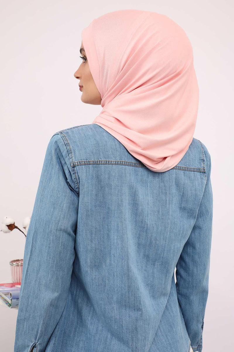 Shawl for Women Cotton Modesty Instant Turban Cap Hat Head Wrap Ready to Wear Side Pleated Scarf,PS-17 Powder