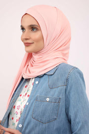 Shawl for Women Cotton Modesty Instant Turban Cap Hat Head Wrap Ready to Wear Side Pleated Scarf,PS-17 Powder