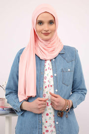 Shawl for Women Cotton Modesty Instant Turban Cap Hat Head Wrap Ready to Wear Side Pleated Scarf,PS-17 Powder