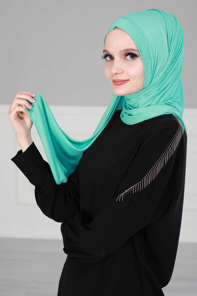 Schal für Frauen Baumwolle Modesty Instant Turban Cap Hat Head Wrap Ready to Wear Side Plissee Schal, PS-17