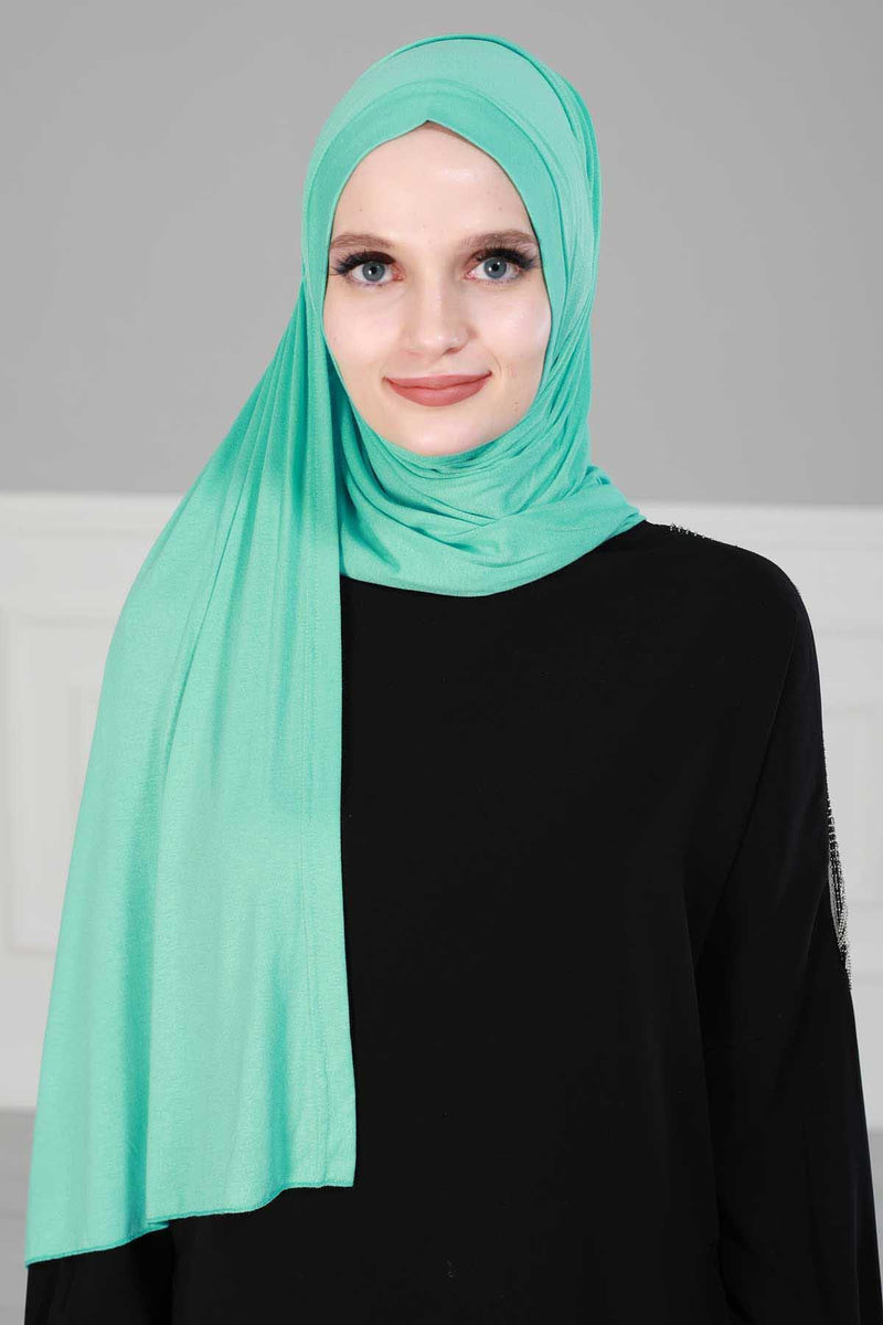 Schal für Frauen Baumwolle Modesty Instant Turban Cap Hat Head Wrap Ready to Wear Side Plissee Schal, PS-17