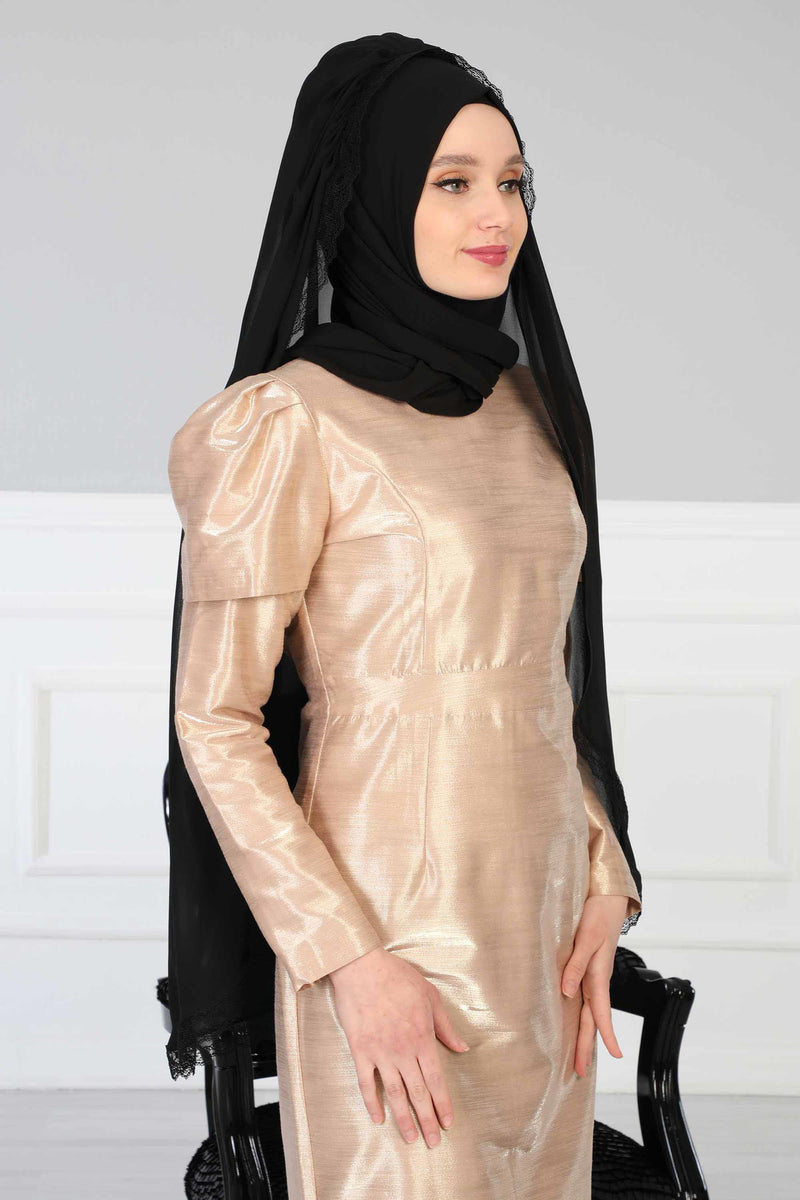 Shawl with Handmade Unique Lace Detail for Women Modesty Instant Chiffon Turban Cap Hat Head Wrap Premium Stylish Scarf,PS-20