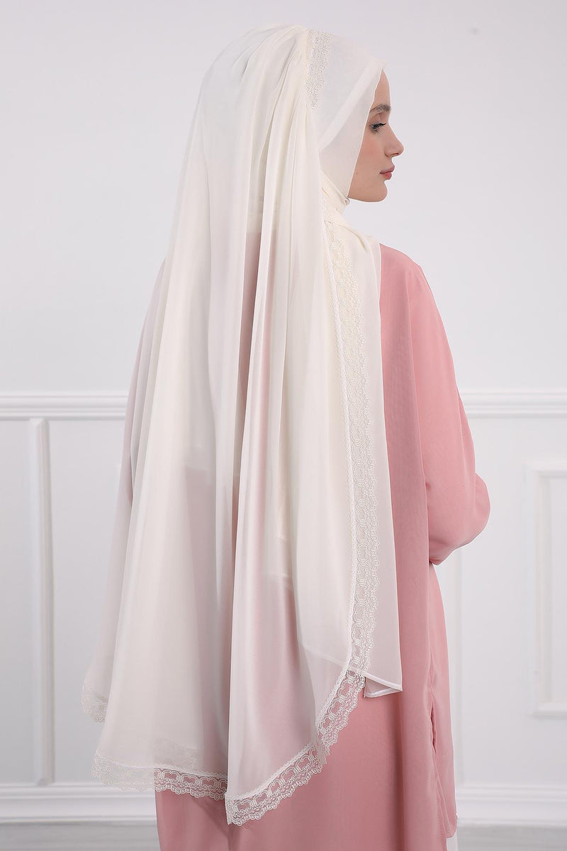 Shawl with Handmade Unique Lace Detail for Women Modesty Instant Chiffon Turban Cap Hat Head Wrap Premium Stylish Scarf,PS-20