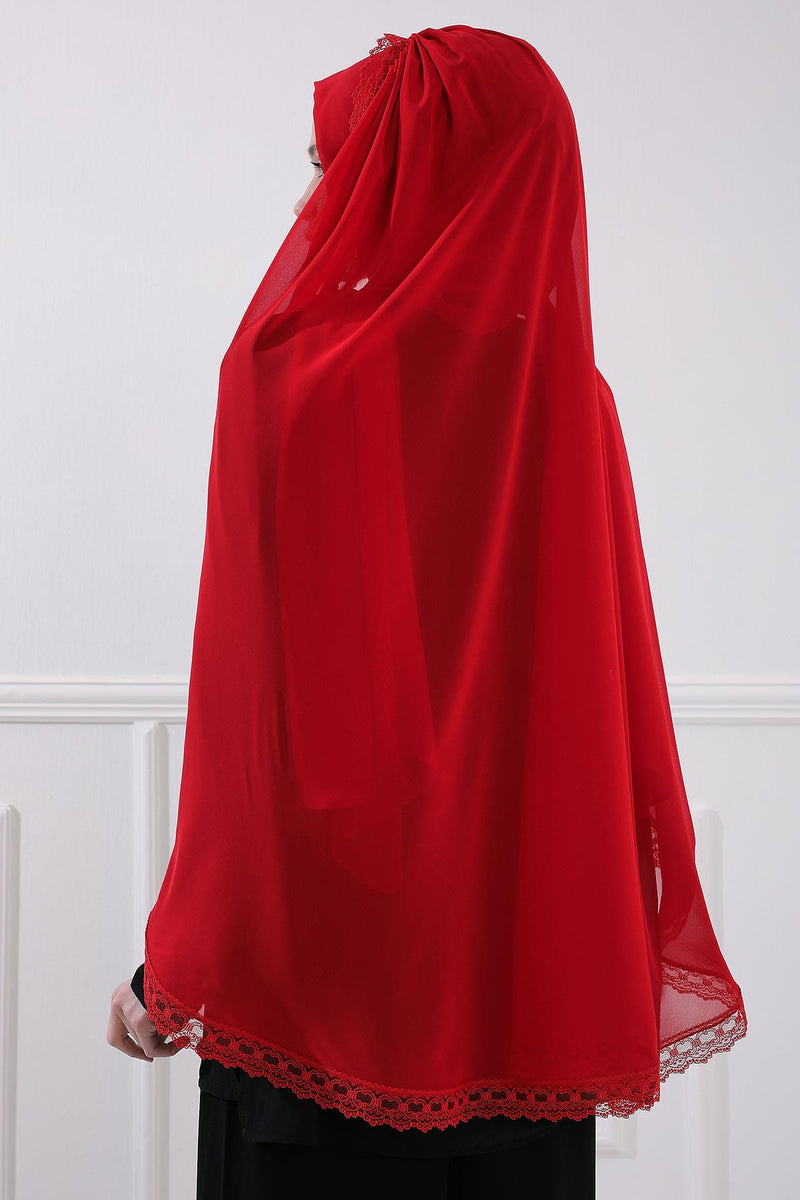 Shawl with Handmade Unique Lace Detail for Women Modesty Instant Chiffon Turban Cap Hat Head Wrap Premium Stylish Scarf,PS-20