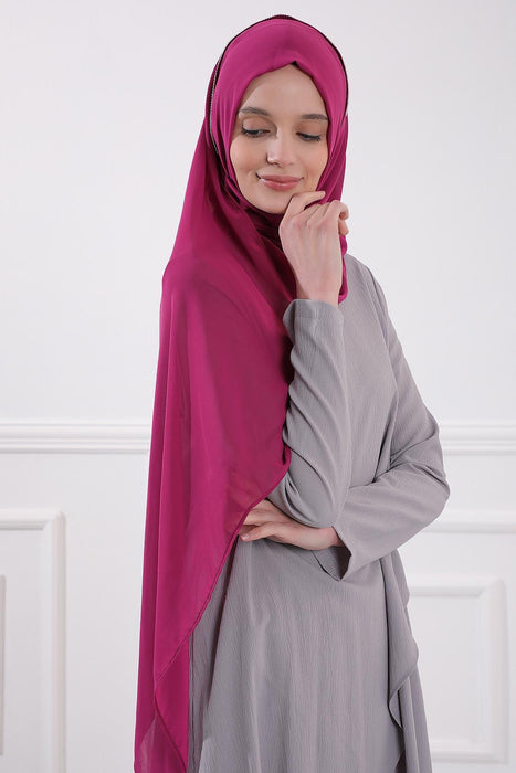 Shawl with Handmade Unique Stone Accessories for Women Chiffon Modesty Instant Turban Cap Hat Head Wrap Stylish Scarf High Quality Elegant Hijab,PS-22