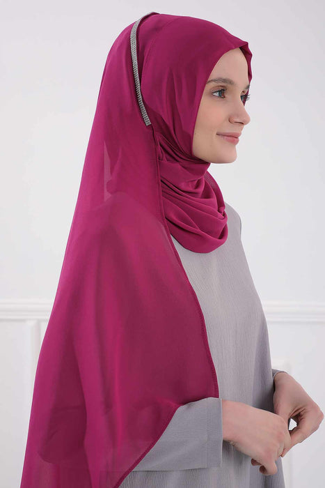 Shawl with Handmade Unique Stone Accessories for Women Chiffon Modesty Instant Turban Cap Hat Head Wrap Stylish Scarf High Quality Elegant Hijab,PS-22