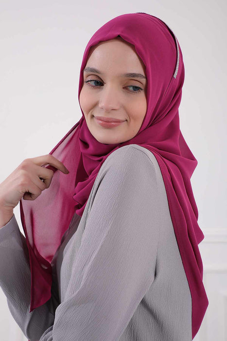 Shawl with Handmade Unique Stone Accessories for Women Chiffon Modesty Instant Turban Cap Hat Head Wrap Stylish Scarf High Quality Elegant Hijab,PS-22