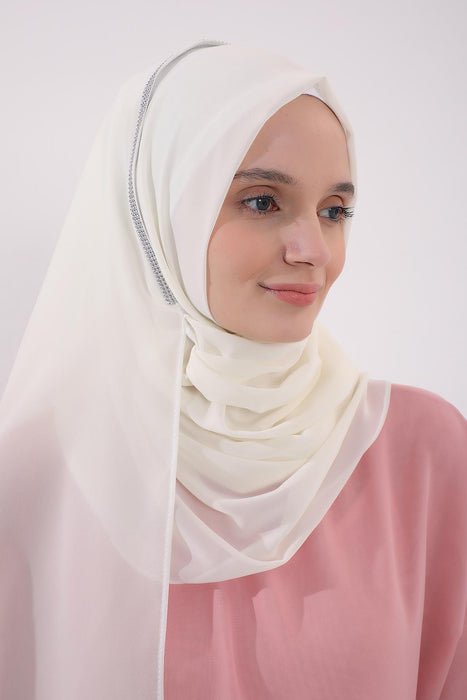 Shawl with Handmade Unique Stone Accessories for Women Chiffon Modesty Instant Turban Cap Hat Head Wrap Stylish Scarf High Quality Elegant Hijab,PS-22