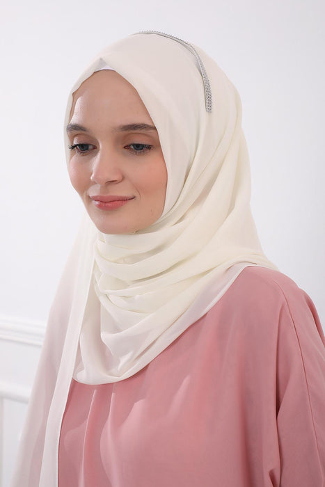 Shawl with Handmade Unique Stone Accessories for Women Chiffon Modesty Instant Turban Cap Hat Head Wrap Stylish Scarf High Quality Elegant Hijab,PS-22
