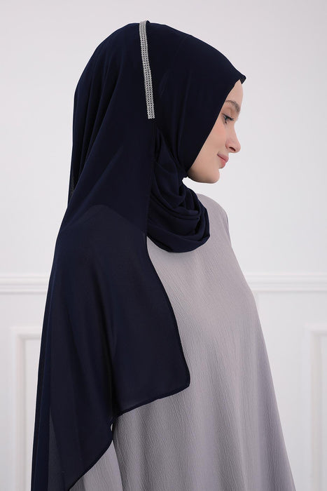 Shawl with Handmade Unique Stone Accessories for Women Chiffon Modesty Instant Turban Cap Hat Head Wrap Stylish Scarf High Quality Elegant Hijab,PS-22