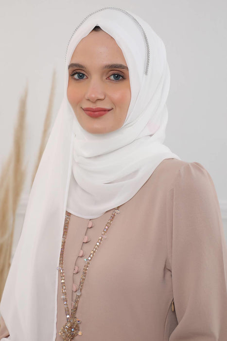 Shawl with Handmade Unique Stone Accessories for Women Chiffon Modesty Instant Turban Cap Hat Head Wrap Stylish Scarf High Quality Elegant Hijab,PS-22