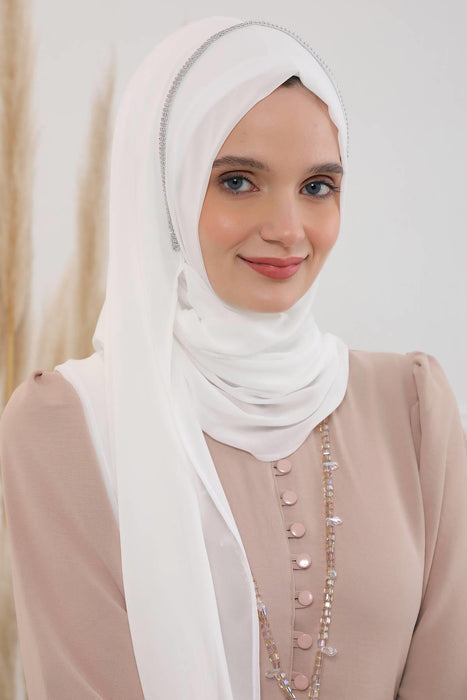 Shawl with Handmade Unique Stone Accessories for Women Chiffon Modesty Instant Turban Cap Hat Head Wrap Stylish Scarf High Quality Elegant Hijab,PS-22