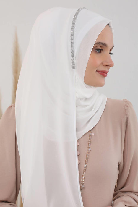 Shawl with Handmade Unique Stone Accessories for Women Chiffon Modesty Instant Turban Cap Hat Head Wrap Stylish Scarf High Quality Elegant Hijab,PS-22
