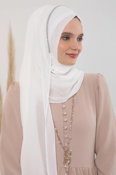 Shawl with Handmade Unique Stone Accessories for Women Chiffon Modesty Instant Turban Cap Hat Head Wrap Stylish Scarf High Quality Elegant Hijab,PS-22