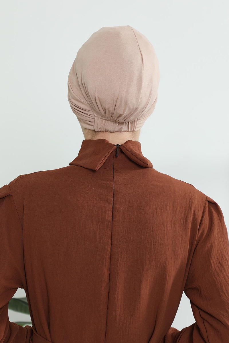 Shirred Elegance Head Turban For Women Fashion Instant Turban Shirred Head Scarf, Plain & Comfortable Stylish Bonnet Cap for Women,B-13