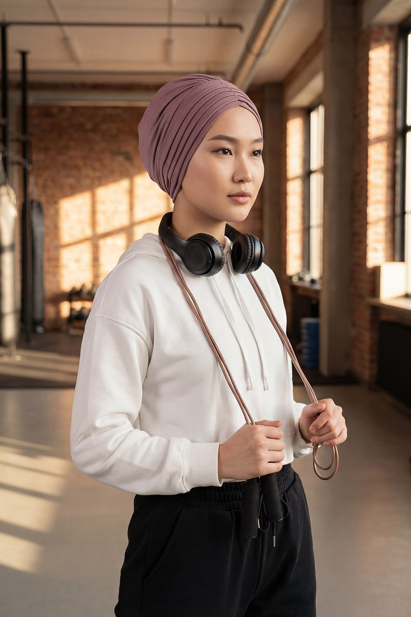 Shirred Elegance Head Turban For Women Fashion Instant Turban Shirred Head Scarf, Plain & Comfortable Stylish Bonnet Cap for Women,B-13