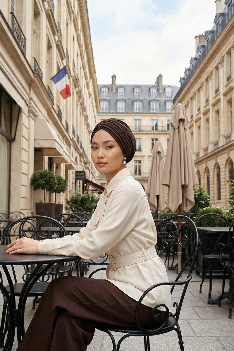 Shirred Elegance Head Turban For Women Fashion Instant Turban Shirred Head Scarf, Plain & Comfortable Stylish Bonnet Cap for Women,B-13