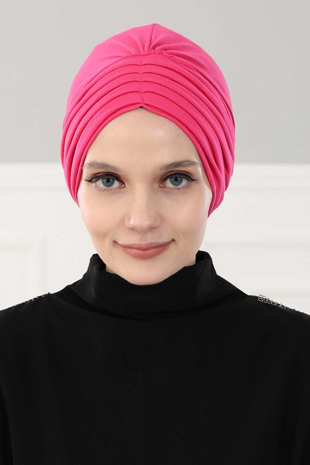 Shirred Elegance Head Turban For Women Fashion Instant Turban Shirred Head Scarf, Plain & Comfortable Stylish Bonnet Cap for Women,B-13 Fuchsia
