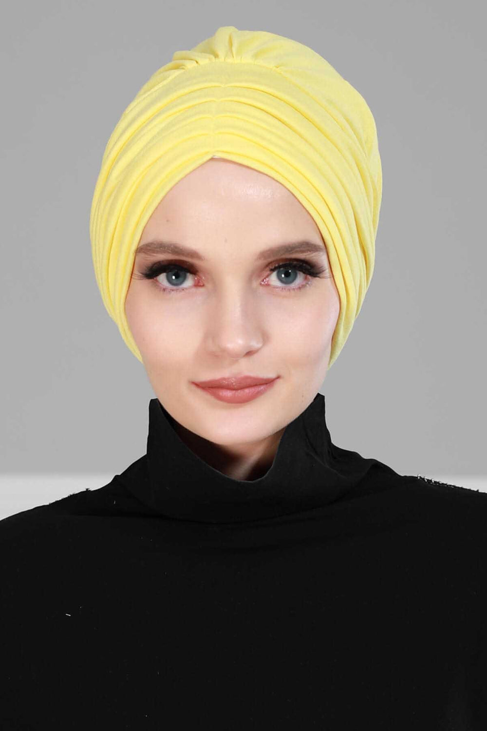 Shirred Elegance Head Turban For Women Fashion Instant Turban Shirred Head Scarf, Plain & Comfortable Stylish Bonnet Cap for Women,B-13 Yellow