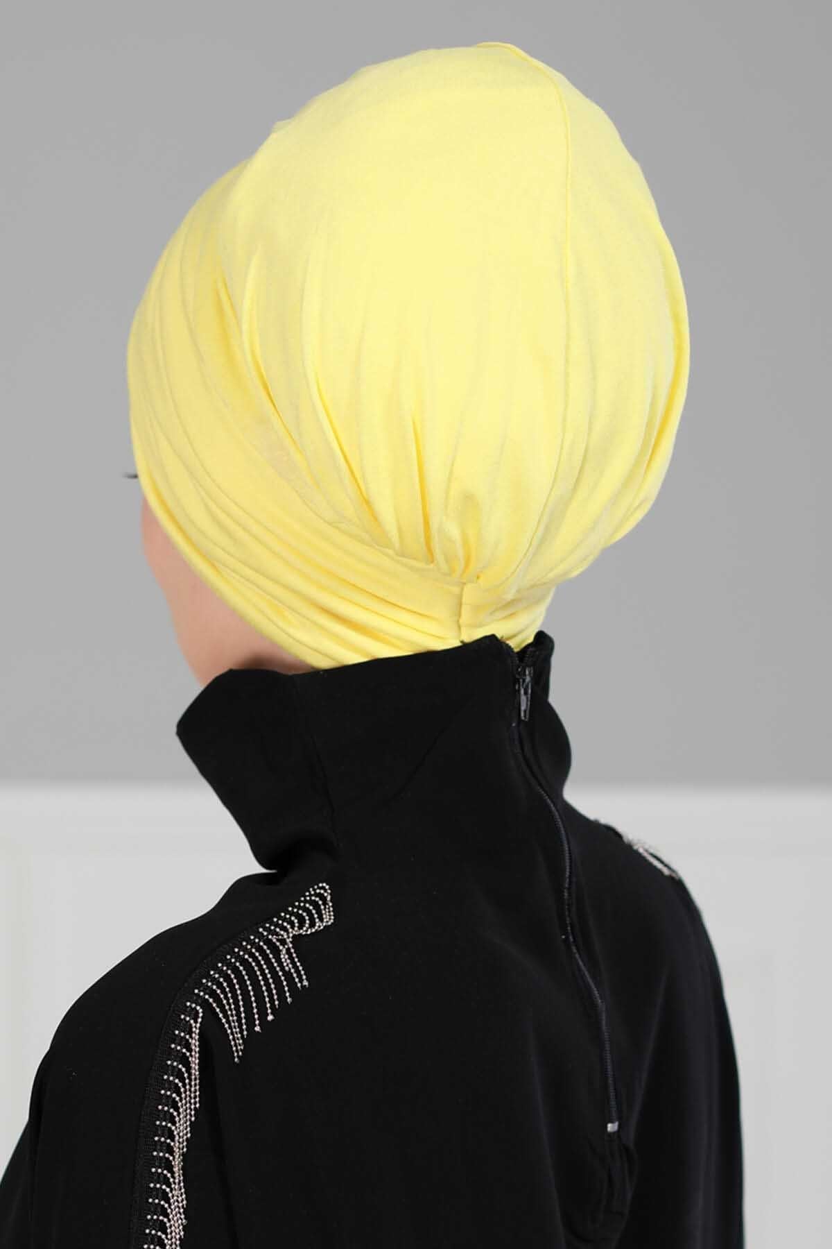 Shirred Elegance Head Turban For Women Fashion Instant Turban Shirred Head Scarf, Plain & Comfortable Stylish Bonnet Cap for Women,B-13 Yellow