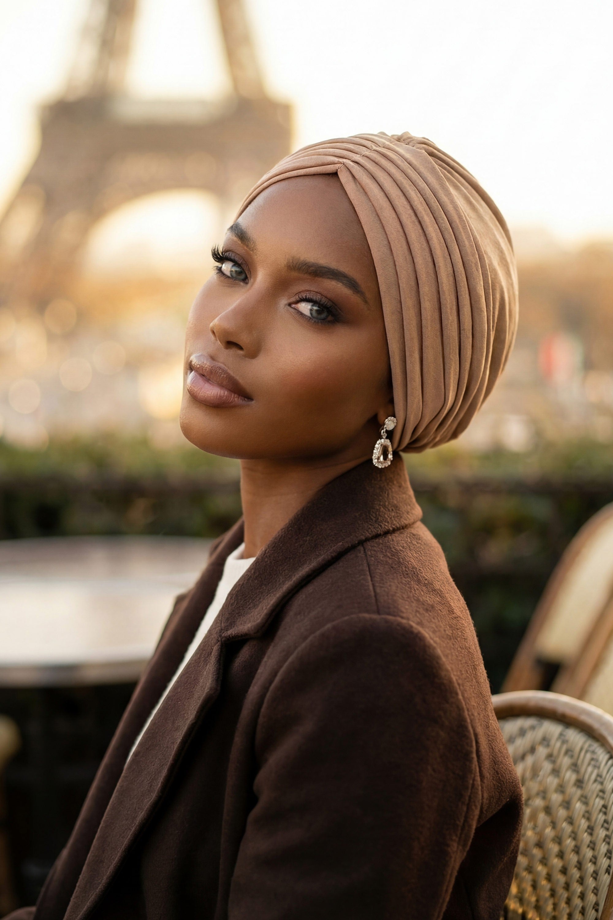 Shirred Elegance Head Turban For Women Fashion Instant Turban Shirred Head Scarf, Plain & Comfortable Stylish Bonnet Cap for Women,B-13 Sand Brown